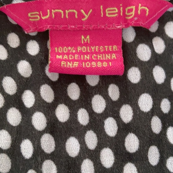 Career blouse, darling polka dot top with elastic waist, cute bow tie at neck, M - Picture 8 of 9